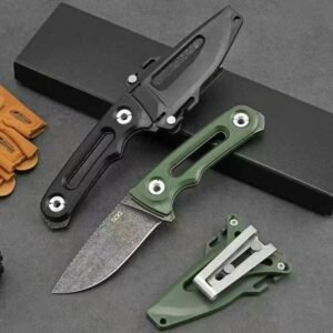 SOG-FX straight knife steel edge CNC grinding stone washing treatment black/green ABS handle