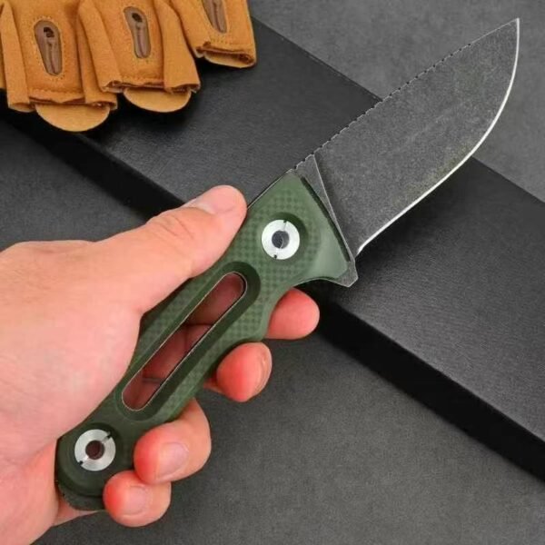 SOG-FX straight knife steel edge CNC grinding stone washing treatment black/green ABS handle - Image 5