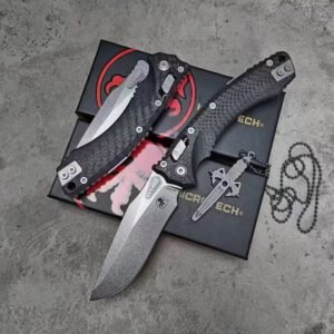 MICROTECH amphibious folding knife carbon fiber handle screwdriver necklace