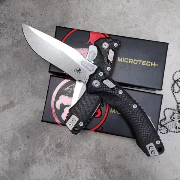 MICROTECH amphibious folding knife carbon fiber handle screwdriver necklace - Image 8