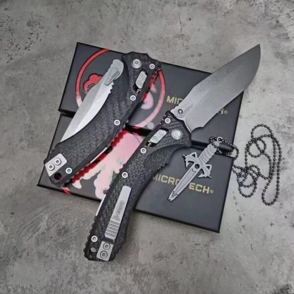 MICROTECH amphibious folding knife carbon fiber handle screwdriver necklace - Image 7