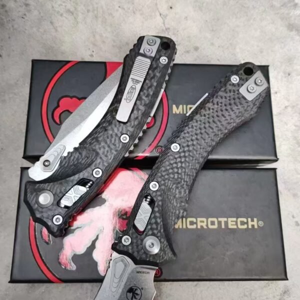 MICROTECH amphibious folding knife carbon fiber handle screwdriver necklace - Image 4