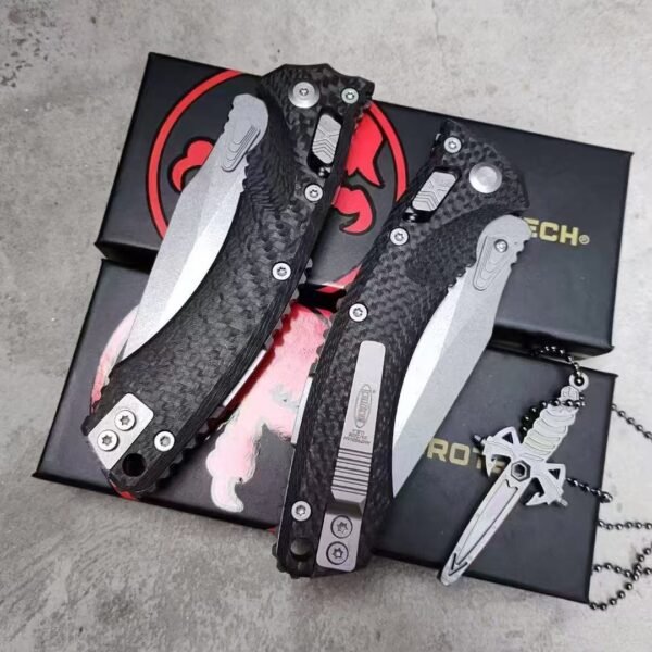 MICROTECH amphibious folding knife carbon fiber handle screwdriver necklace - Image 2