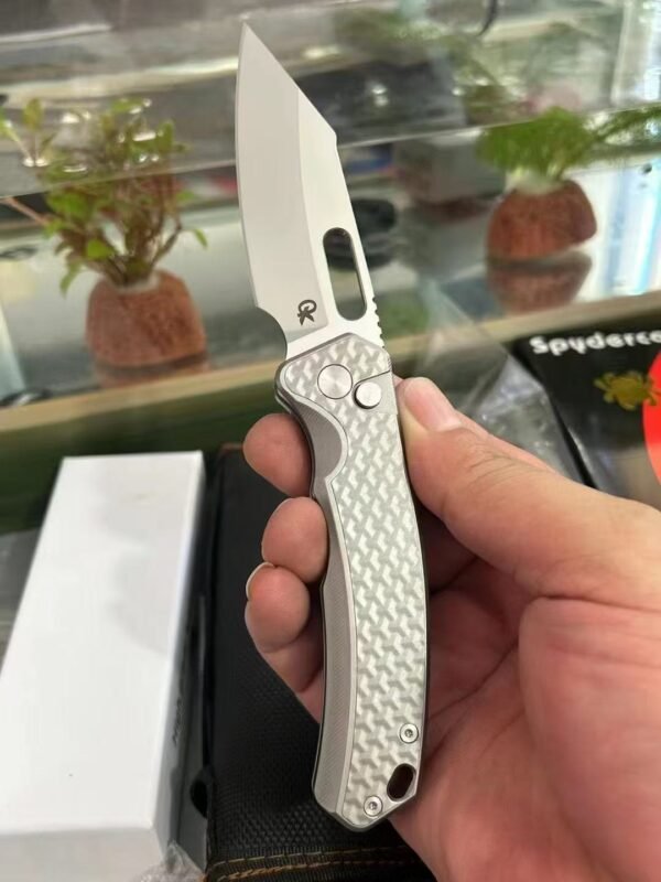 QK 002 button lock structure ceramic bearing system 14C28N nano-coated folding knife - Image 5