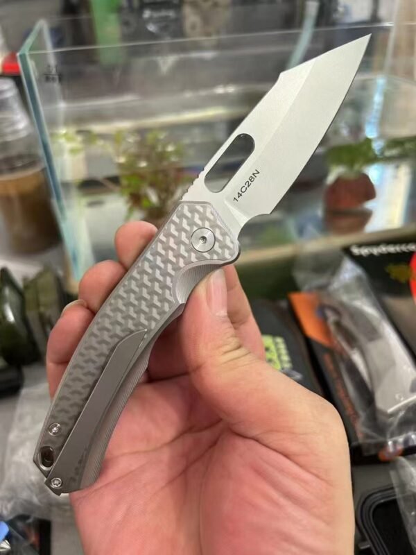 QK 002 button lock structure ceramic bearing system 14C28N nano-coated folding knife - Image 2
