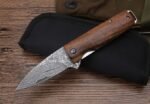 Moscow Dendrite Damascus Bearing Quick Opening Folding Knife (099)
