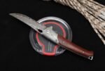 VG10 Damascus - Cold Moon Grain Boxwood Folding Knife - Image 4