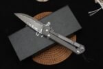 Christoph Damascus Titanium Handled Folding Knife (Flat Pattern) - Image 4