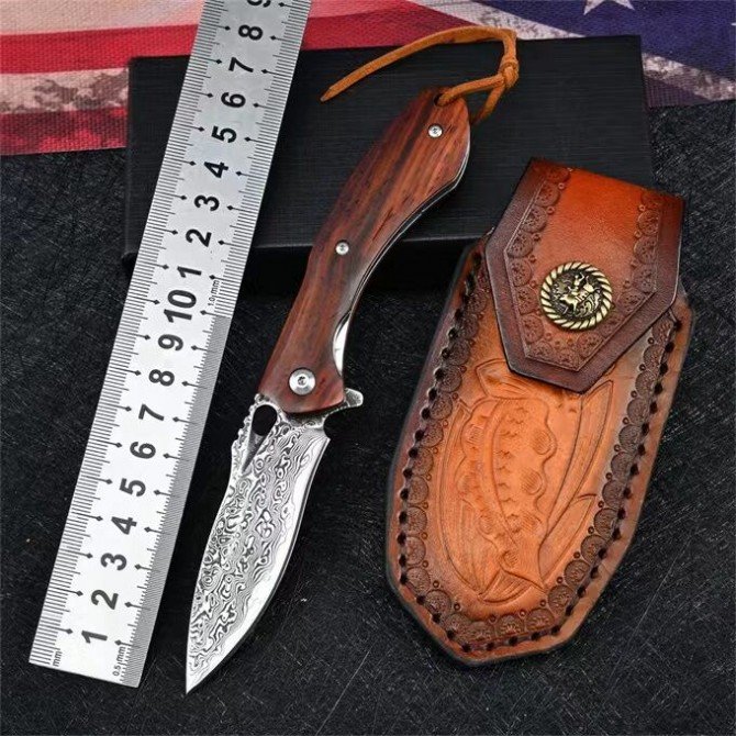 2022010754820465 VG10 Damascus-Flounder Folding Knife - Image 1