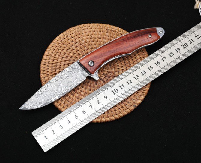 2022051181794001 Tipster - Damascus Bearing Fast Opening Folding Knife - Image 1