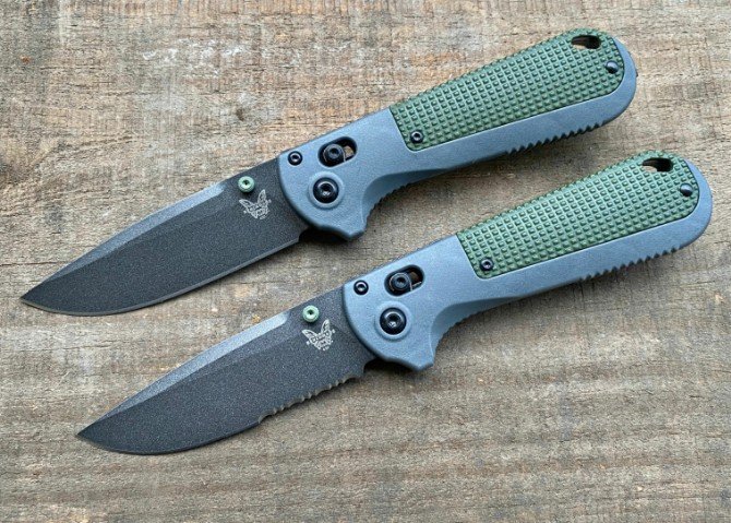 2022121563076937 Benchmade Butterfly 430BK Folding Knife (Green Handle Half-Tooth) - Image 1